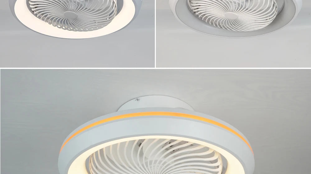 Enclosed Circular Ceiling Fan Light – Remote Controlled for Bedroom Living Room