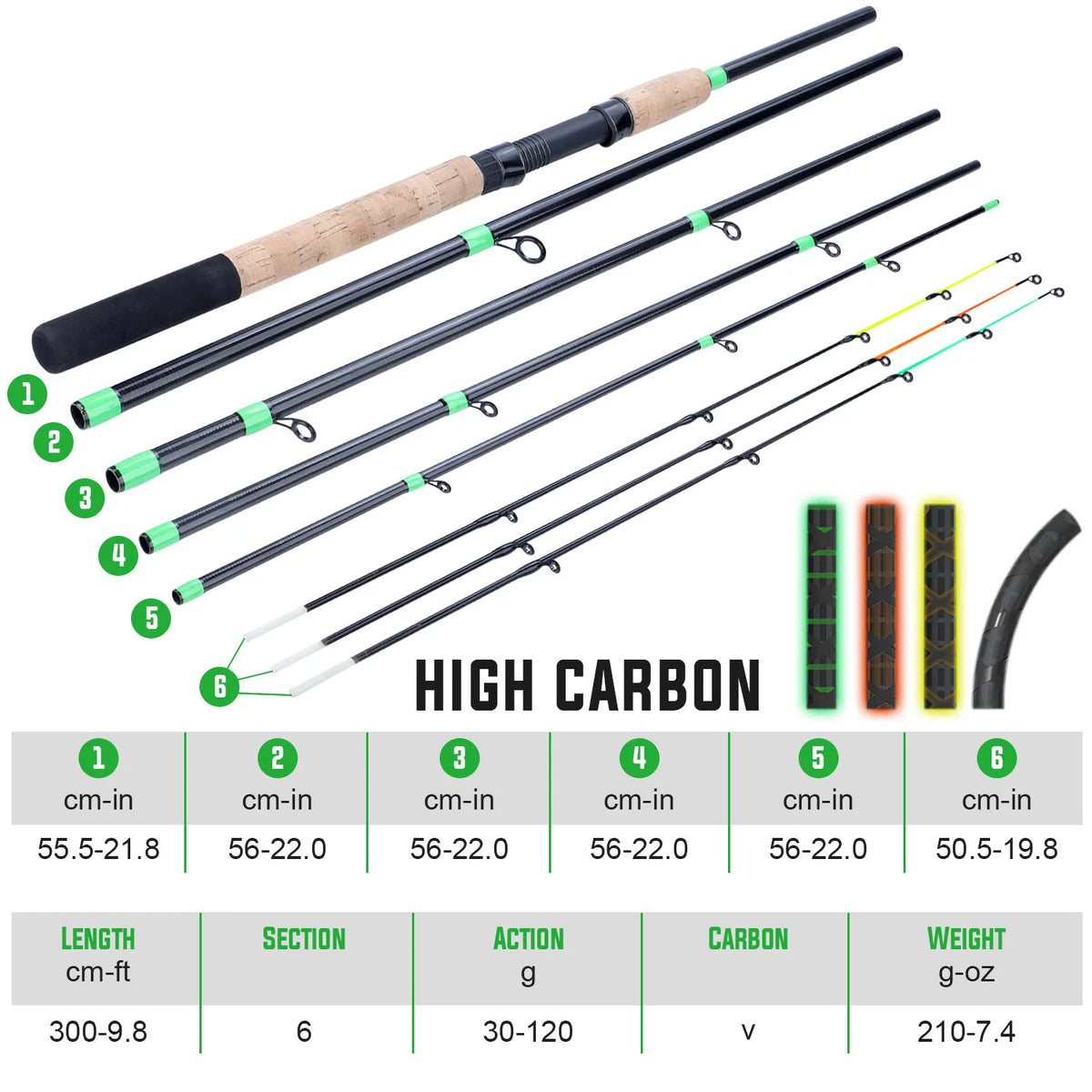 Carbon Fiber Feeder Fishing Rod – 3M Cork Handle Pole for Carp Angling