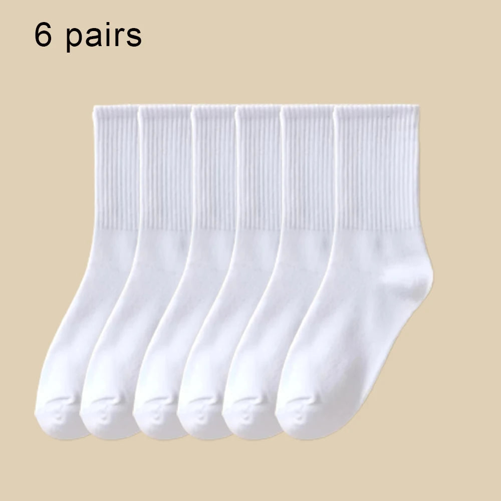 Mid Length Cotton Socks – Solid Color Business Casual for Daily Wear