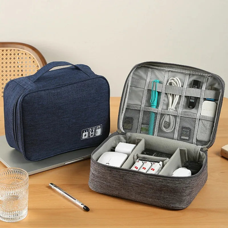 Waterproof Travel Cable Organizer – Double Layer Case for Electronics