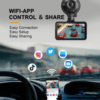 4K Dash Cam – Front and Rear WiFi Video Recorder for Vehicle Parking Safety