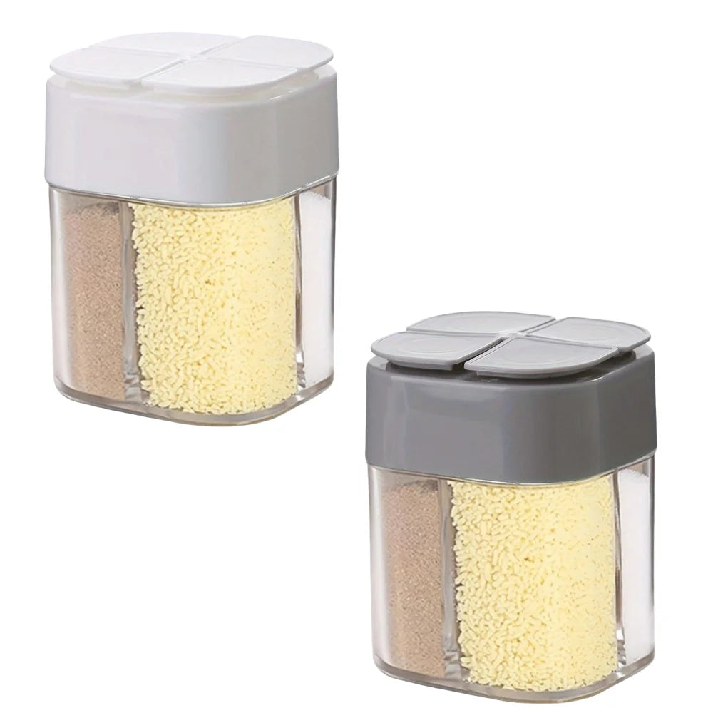 4-in-1 Camping Seasoning Shaker – Multi-Compartment Spice Jar for Outdoor BBQ