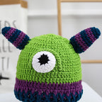 Knitted Monster Balaclava – Green Devil Hat for Halloween Cosplay Costume