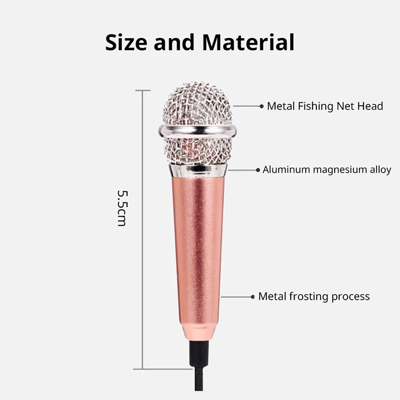Mini Stereo Microphone – 3.5mm Handheld Mic for Phone Laptop Karaoke
