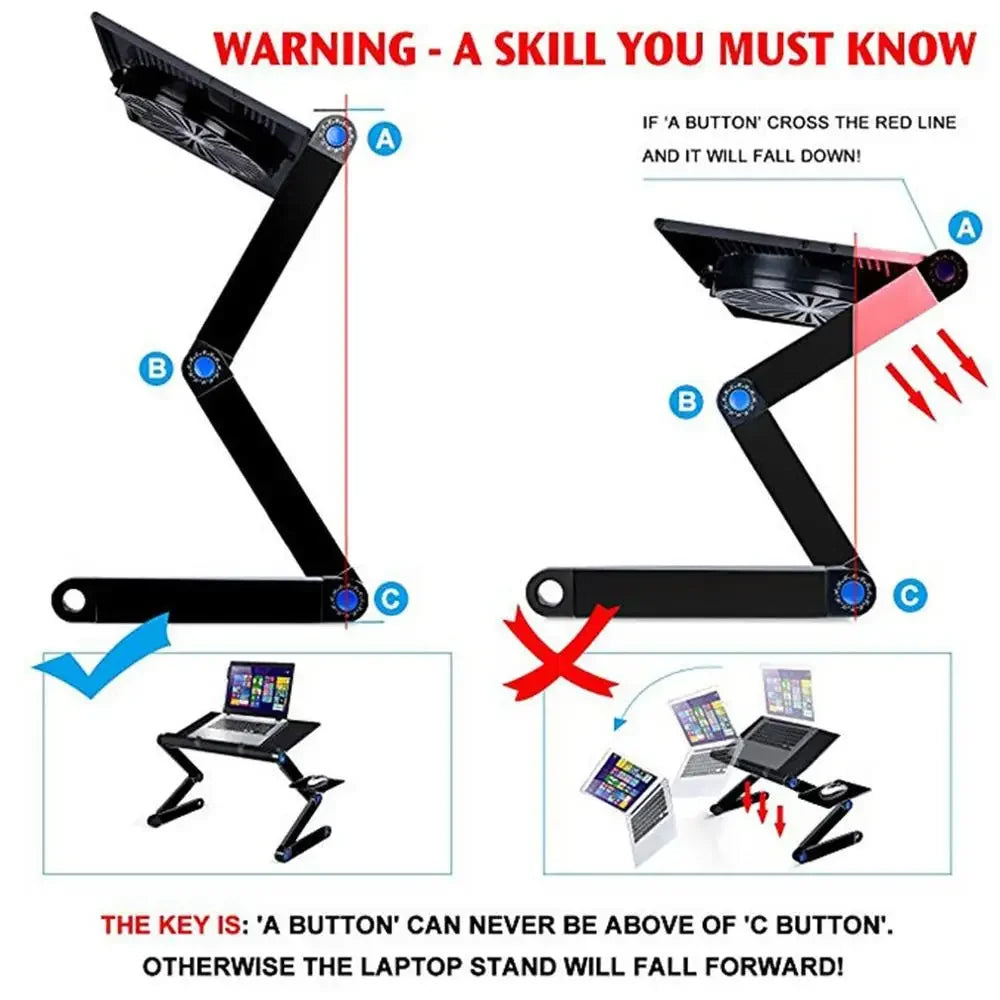 Aluminum Laptop Cooling Stand – Foldable Notebook Tray for Bed Office Desk