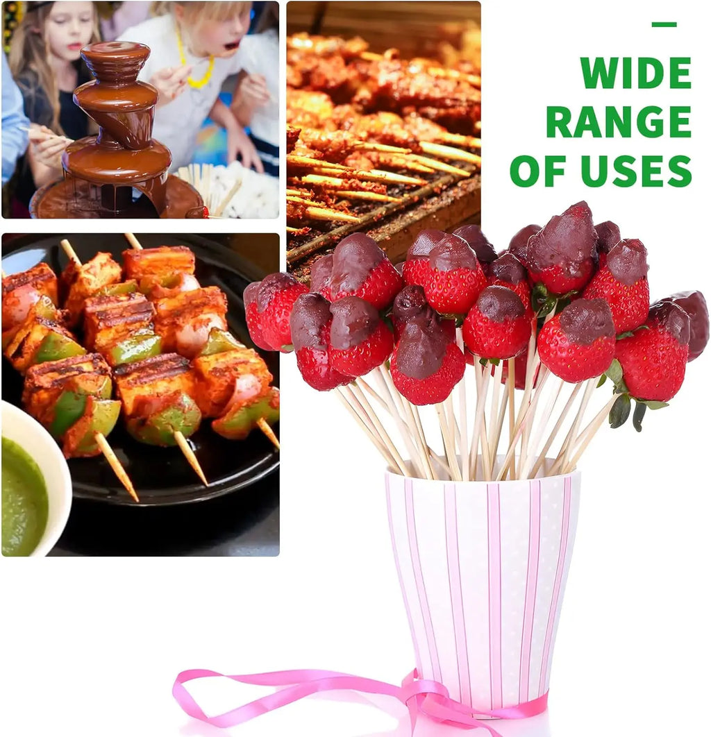 Natural Bamboo Skewers – Disposable Sticks for Grilling and BBQ Appetizers