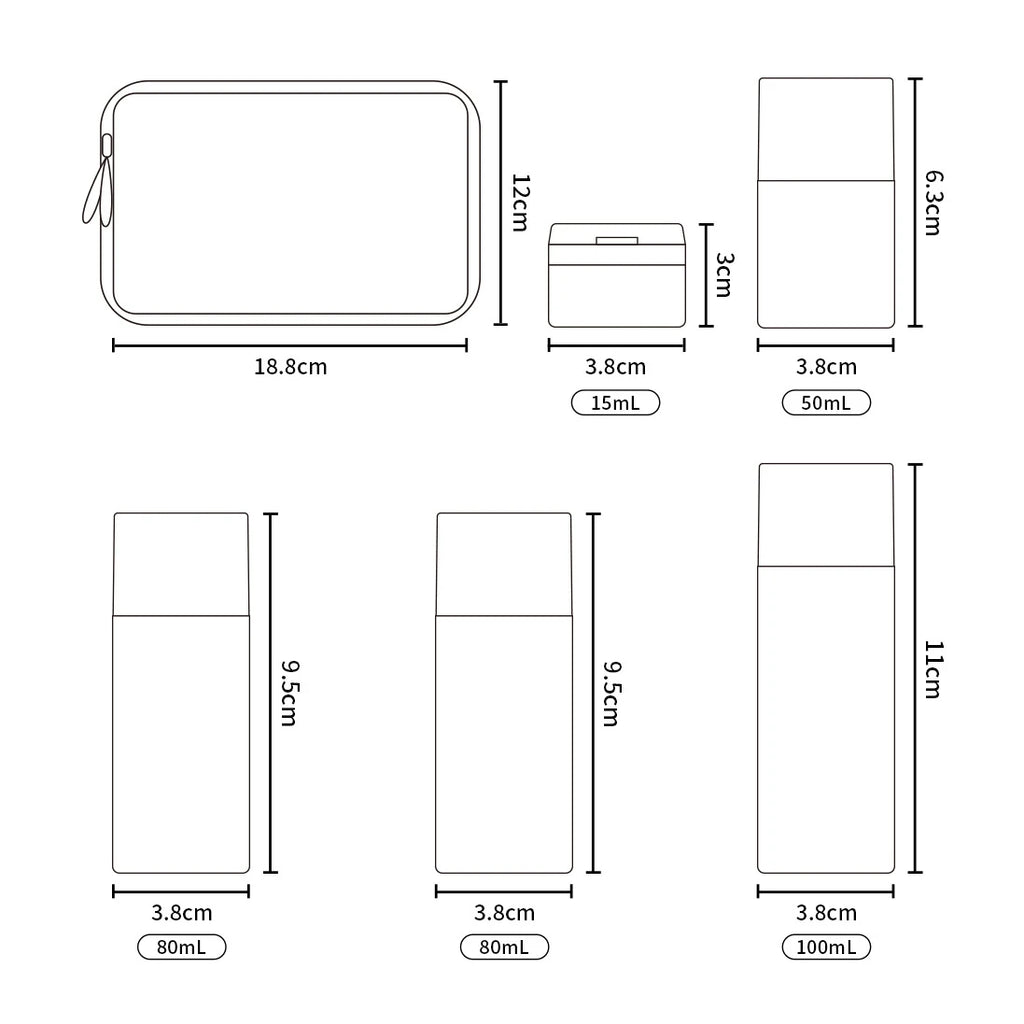 4-in-1 Travel Bottle Set – Leak Proof Refillable Containers for Toiletries