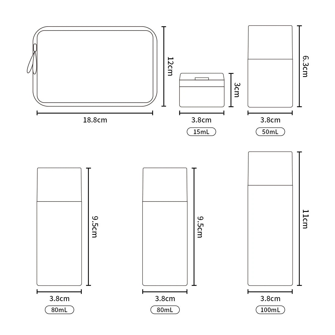 4-in-1 Travel Bottle Set – Leak Proof Refillable Containers for Toiletries