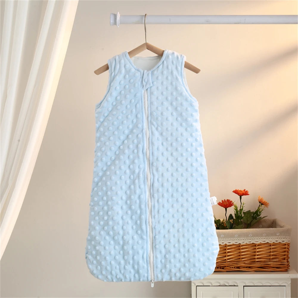 Velvet Baby Sleeping Bag – Sleeveless Anti-kick Quilt for Autumn Winter