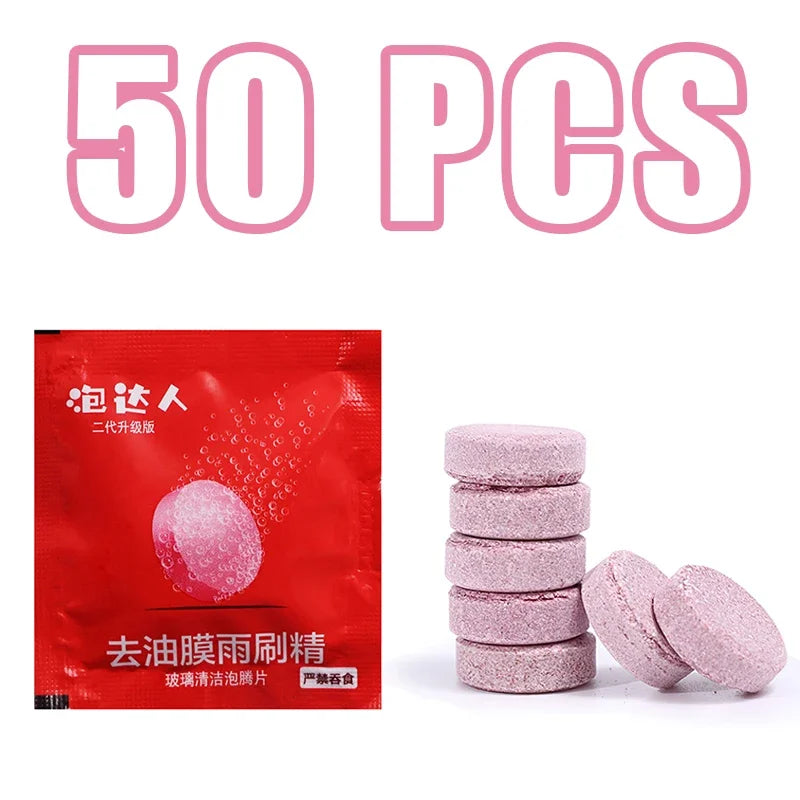 Effervescent Glass Cleaner Tablets – Concentrated Windshield Wash for Car Care