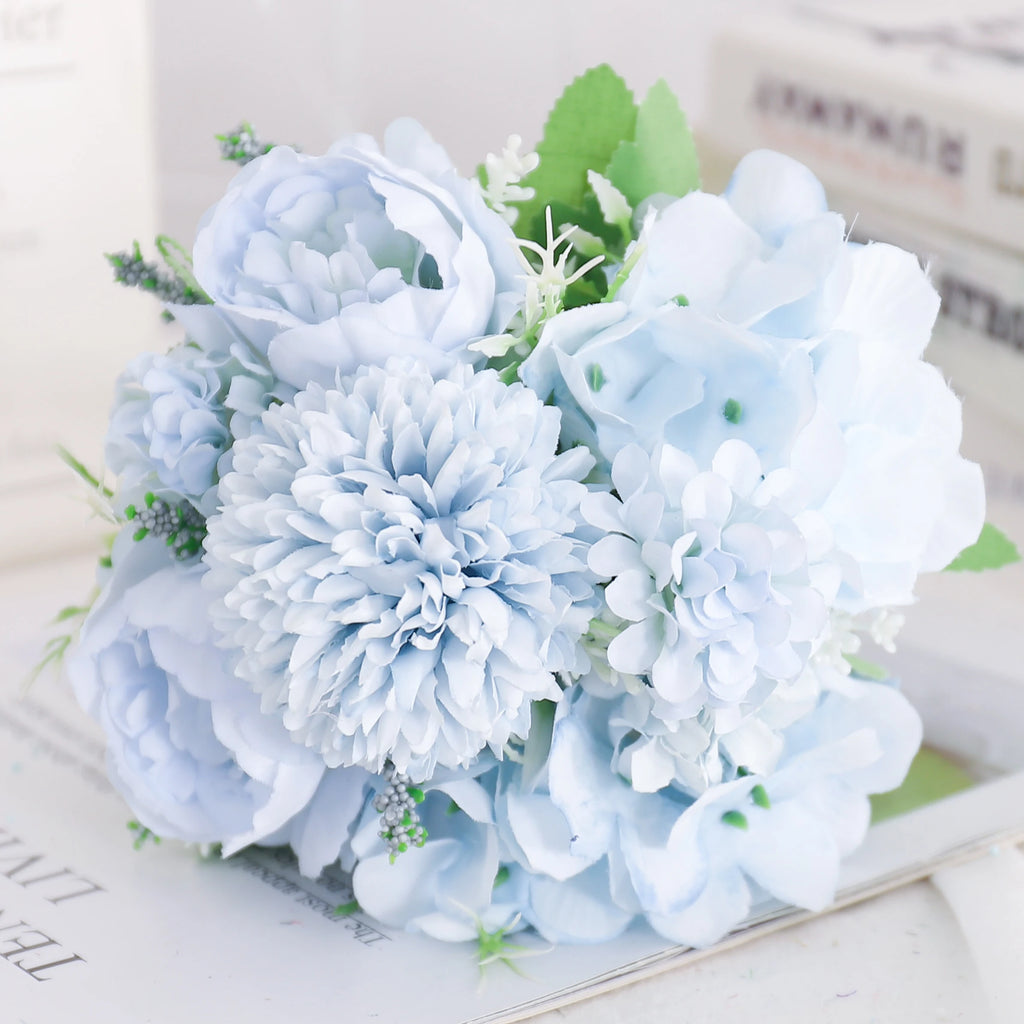 Silk Peony and Hydrangea Bouquet – Artificial Floral Decor for Wedding Home