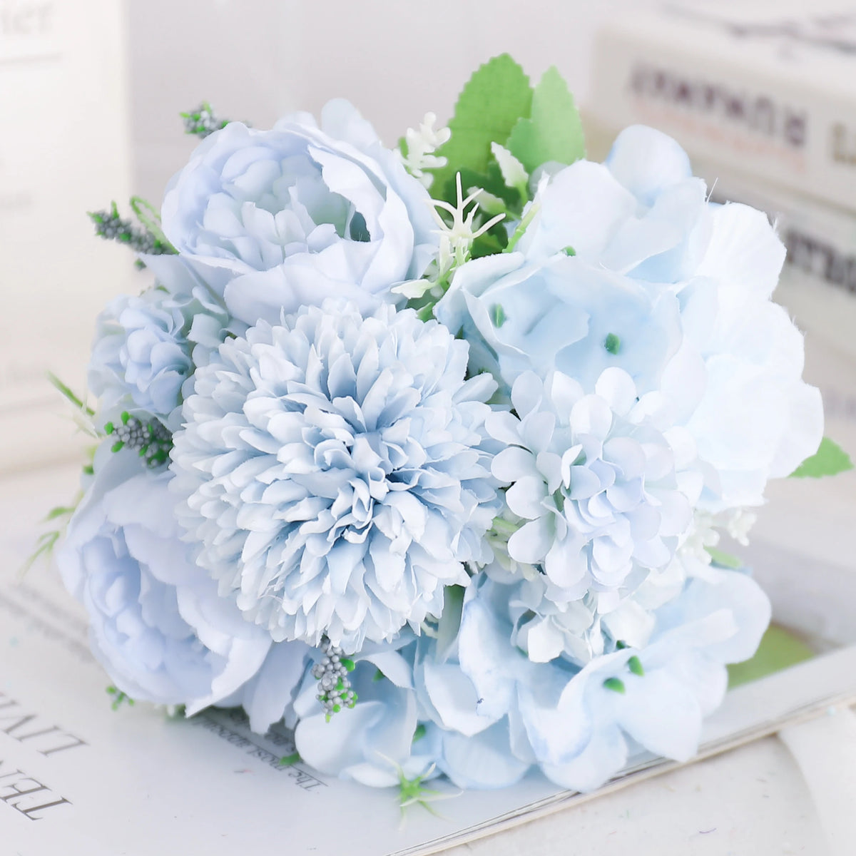 Silk Peony and Hydrangea Bouquet – Artificial Floral Decor for Wedding Home