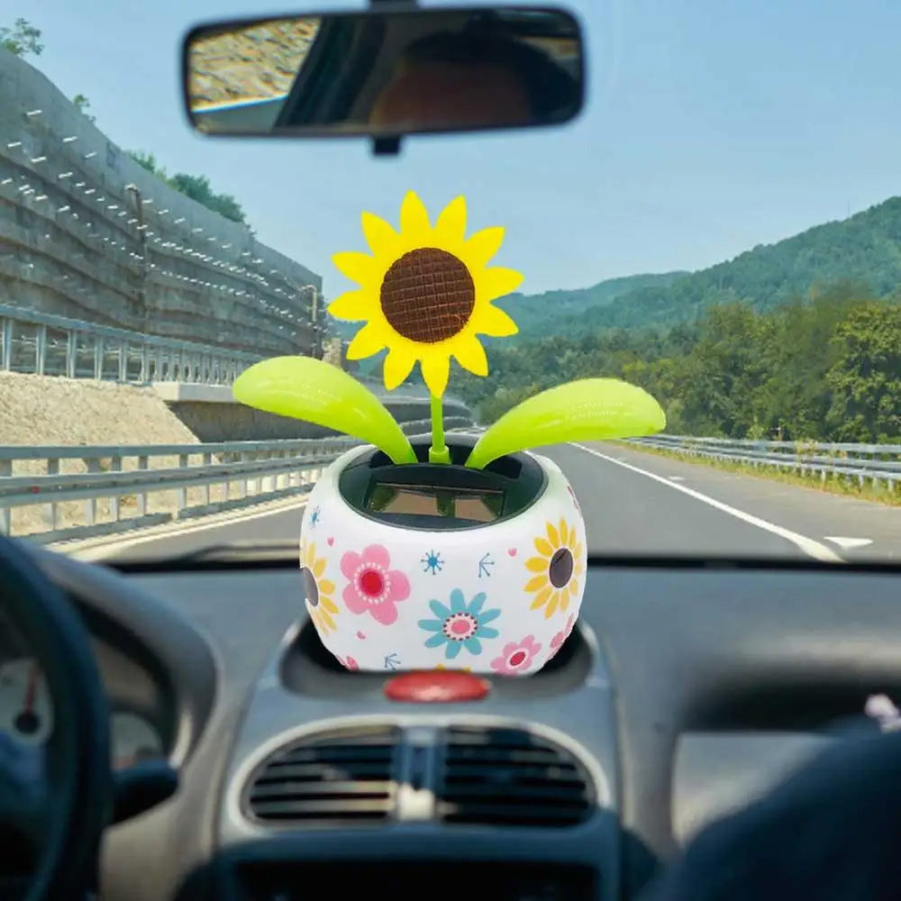 Solar Dancing Sunflower and Butterfly – Dashboard Figurine for Desk Decor