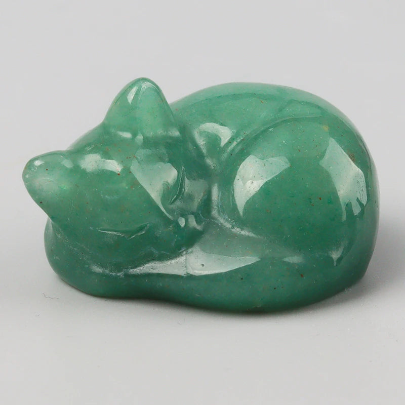 Carved Crystal Cat Figurine – Natural Stone Animal Statue for Home Decor