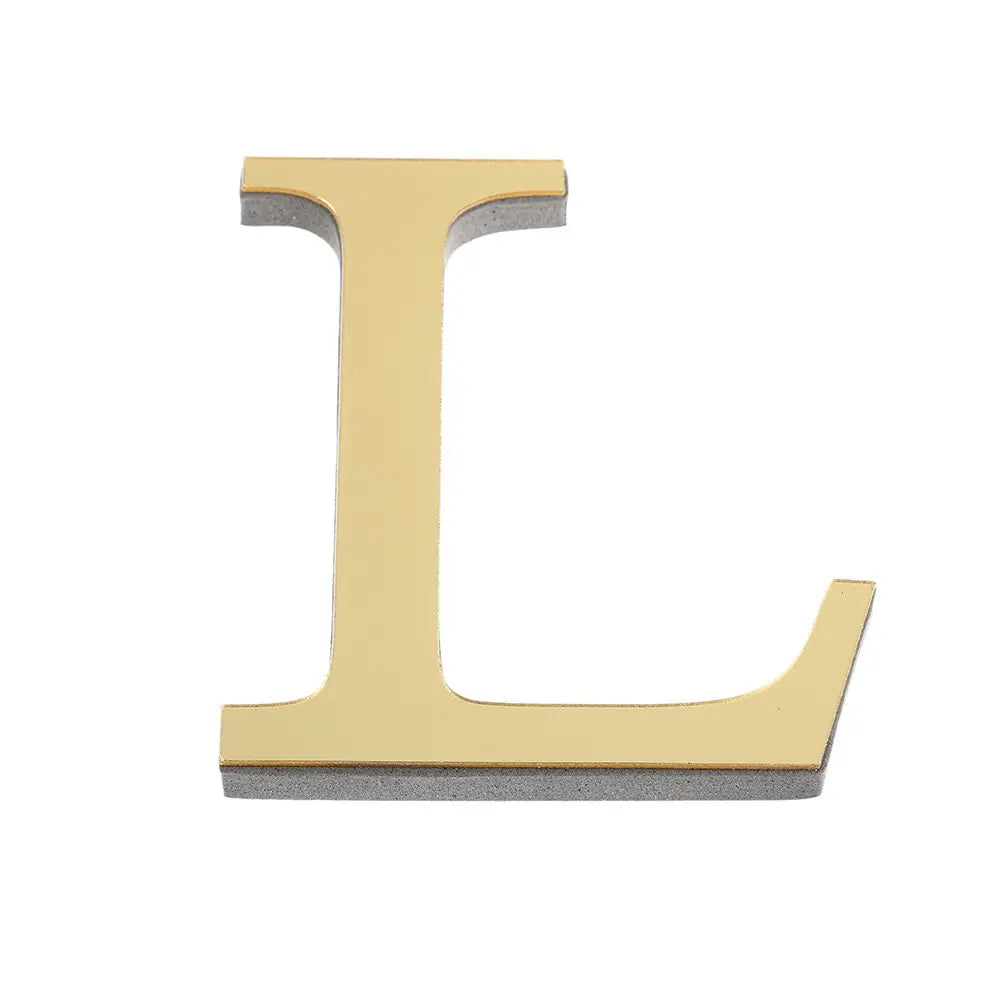 3D Gold Acrylic Letter Wall Stickers – Self-Adhesive Alphabet Home Decor