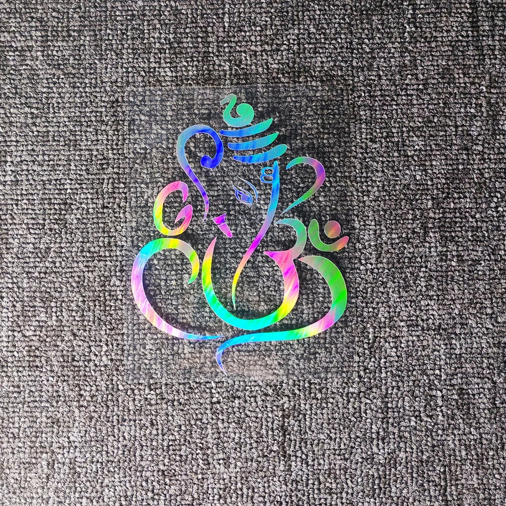 Lord Ganesha Reflective Decal – Waterproof Sticker for Motorcycle Fuel Tank