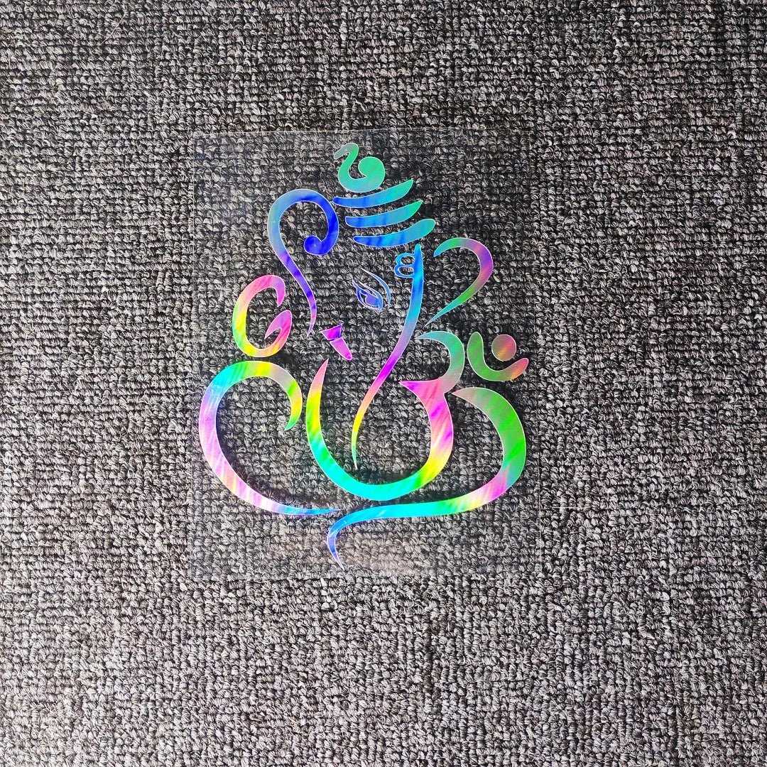 Lord Ganesha Reflective Decal – Waterproof Sticker for Motorcycle Fuel Tank
