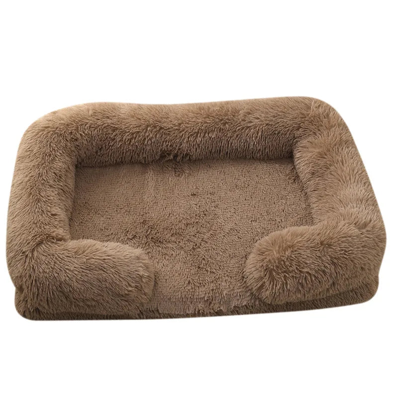 Plush Rectangular Dog Bed – Washable Fluffy Pet Cushion for Small to Large Dogs