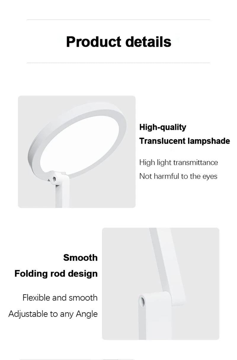 Foldable LED Desk Lamp – Rechargeable USB Reading Light for Home Office