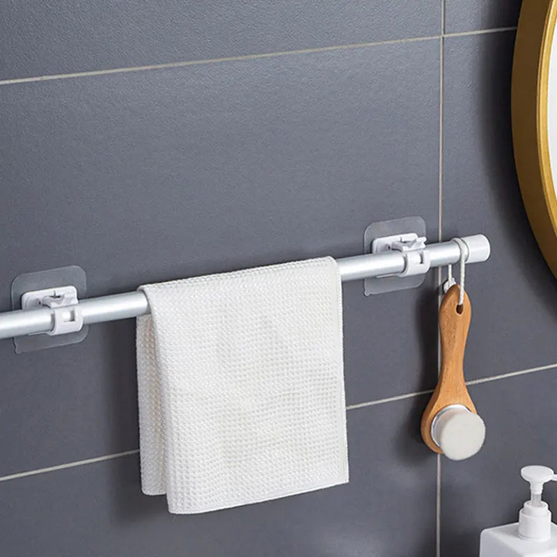 Adjustable Curtain Rod Brackets – Adhesive No Drill Holders for Wall Mounting
