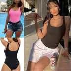 Ribbed Tummy Control Jumpsuit – Open Crotch Shapewear for Daily Compression