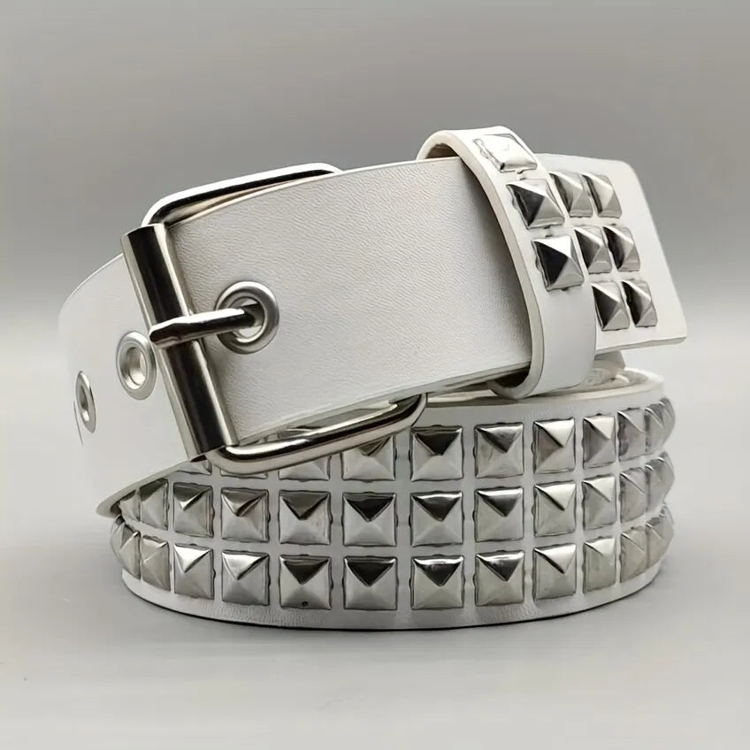 Punk Pyramid Rivet Belt – Metal Studded Hardware for Unisex Y2K Fashion