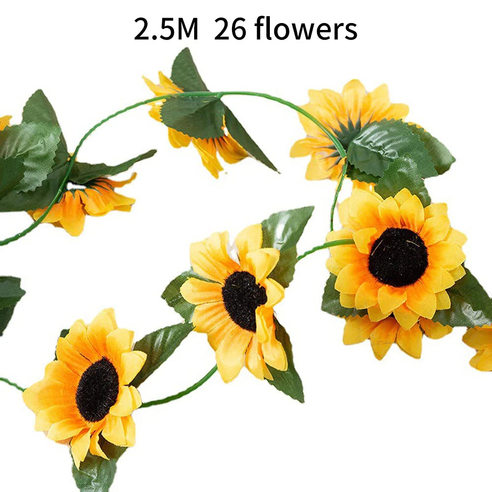 Silk Sunflower Ivy Garland – 250cm Artificial Hanging Vine for Home Wedding Decor