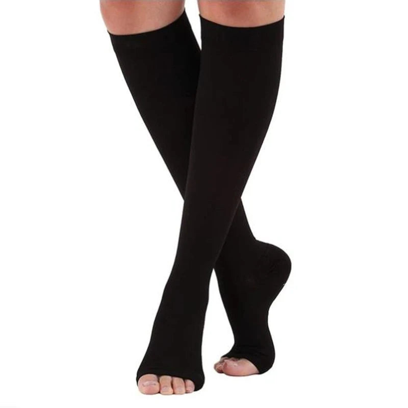 Graduated Compression Stockings – Open Toe Calf Sleeves for Varicose Veins