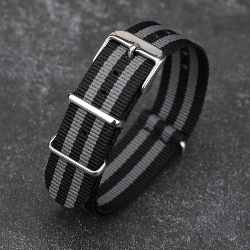 Woven Nylon Watch Strap – 18mm-22mm Canvas Wristband for Men and Women