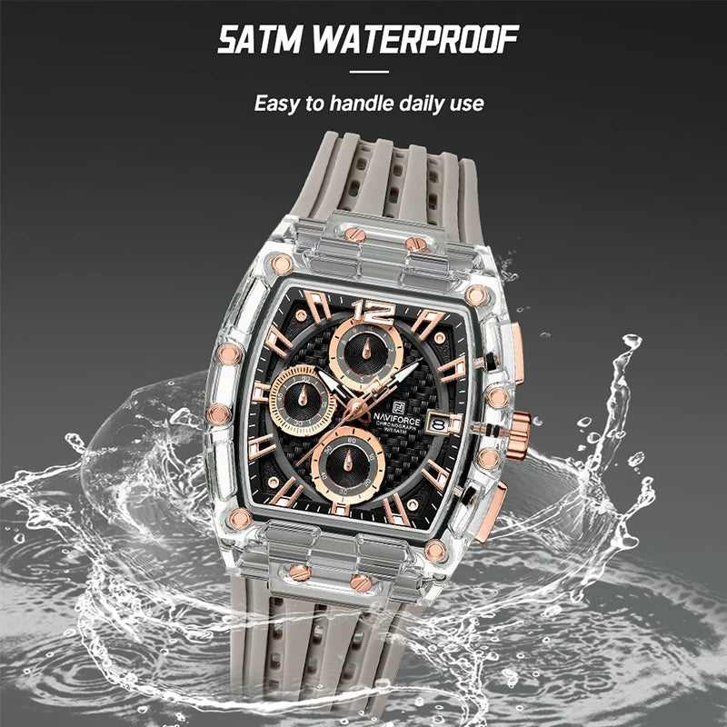 NAVIFORCE Silicone Chronograph Watch – Waterproof Sport Accessory for Men