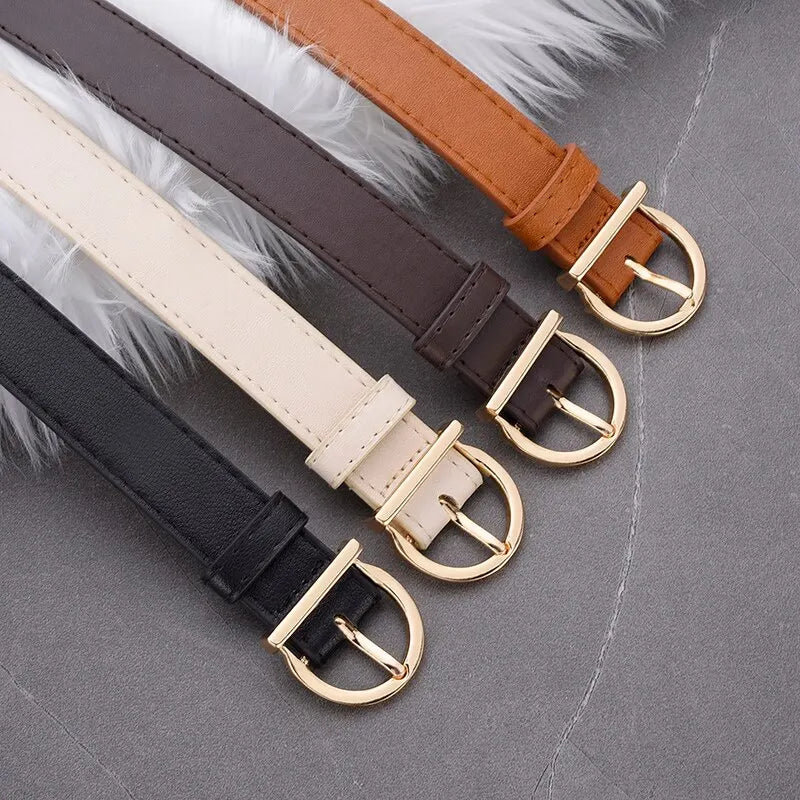 Genuine Leather Slim Belt – Adjustable Pin Buckle for Jeans and Casual Wear