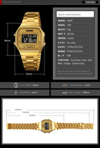 Retro LED Digital Watch – Stainless Steel Wristwatch for Men