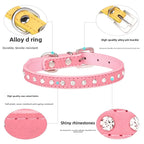 Rhinestone Leather Dog Collar – Adjustable Pet Accessory for Small and Medium Pets