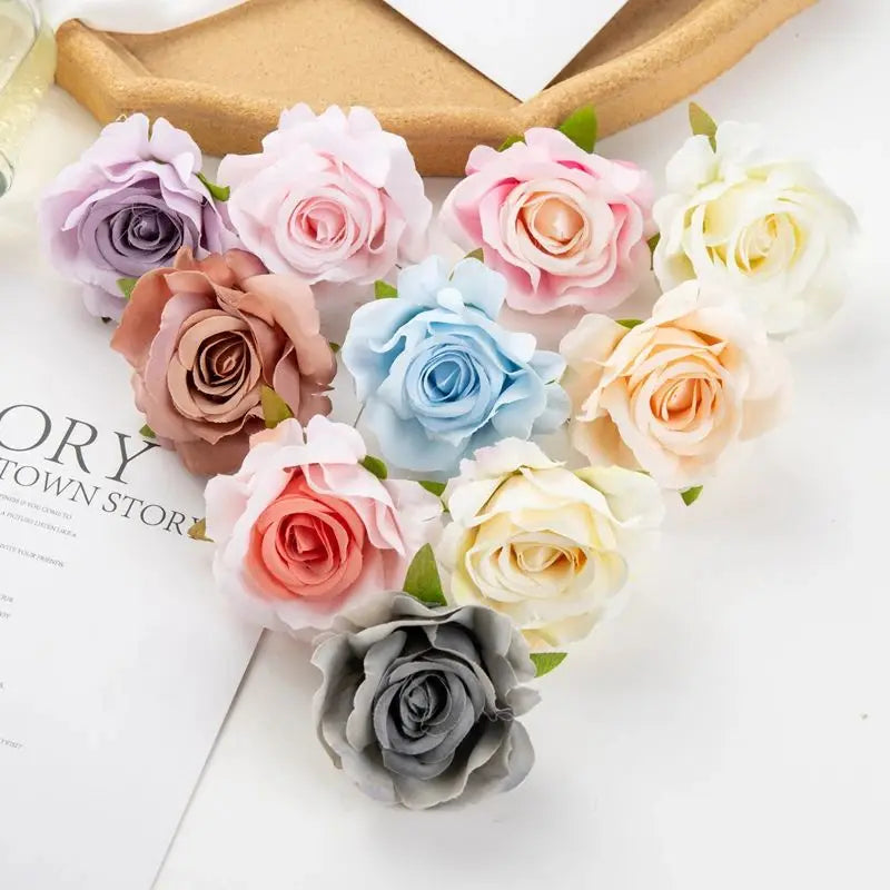 Artificial Silk Rose Heads – Decorative Flowers for Wedding Home Decor