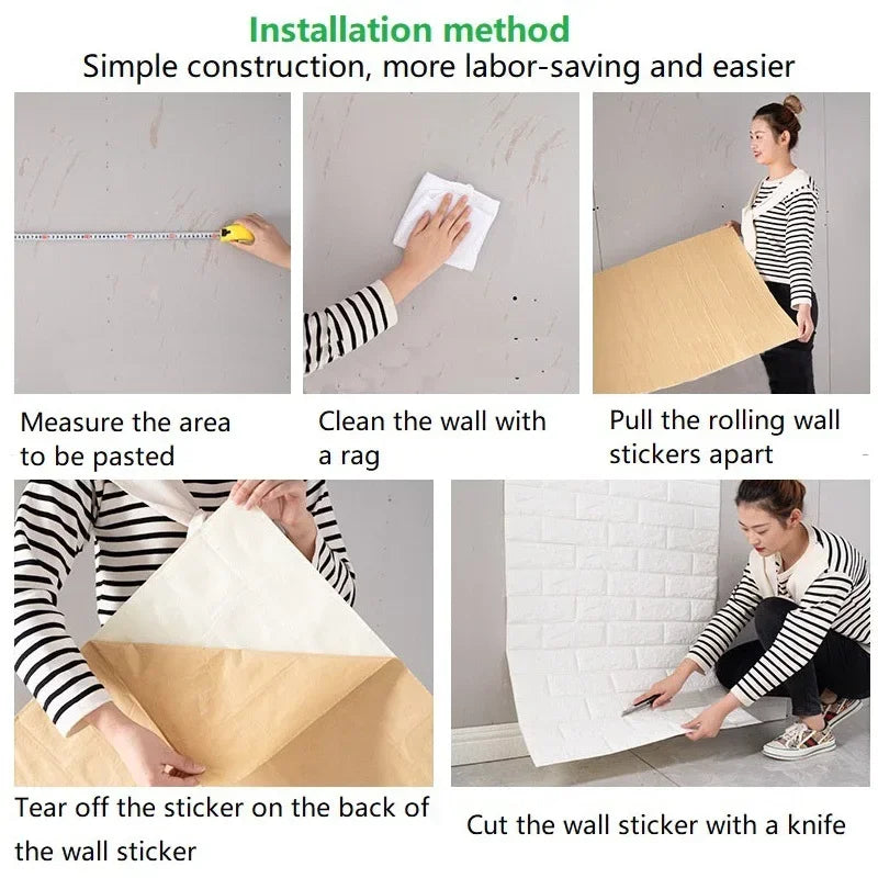 3D Self-Adhesive Brick Wallpaper – Peel and Stick Decor for Home DIY Projects
