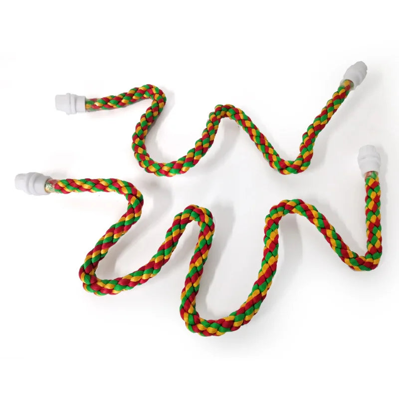 Woven Rope Parrot Toy – Bendable Multi-color Chew Perch for Parakeets