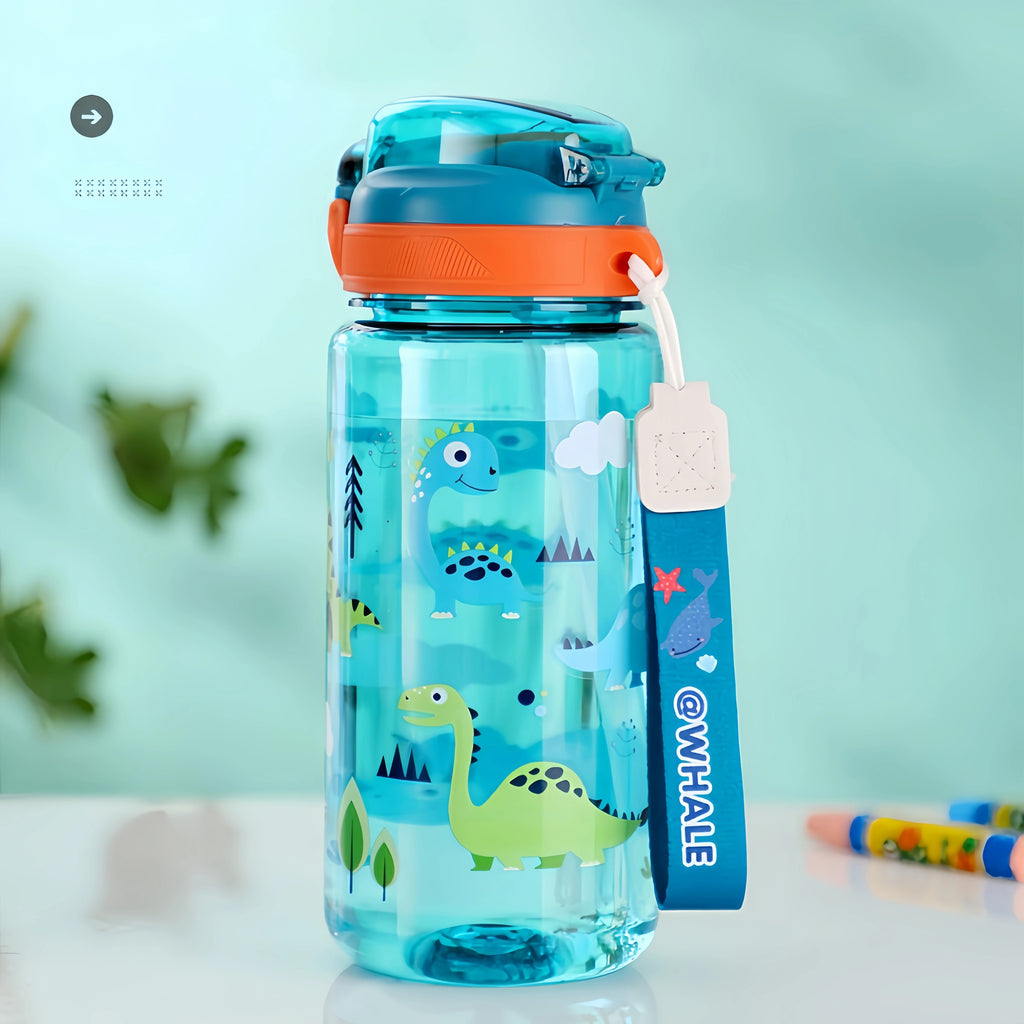 Dinosaur Plastic Water Bottle – 600ml Leakproof Sippy Cup for Kids