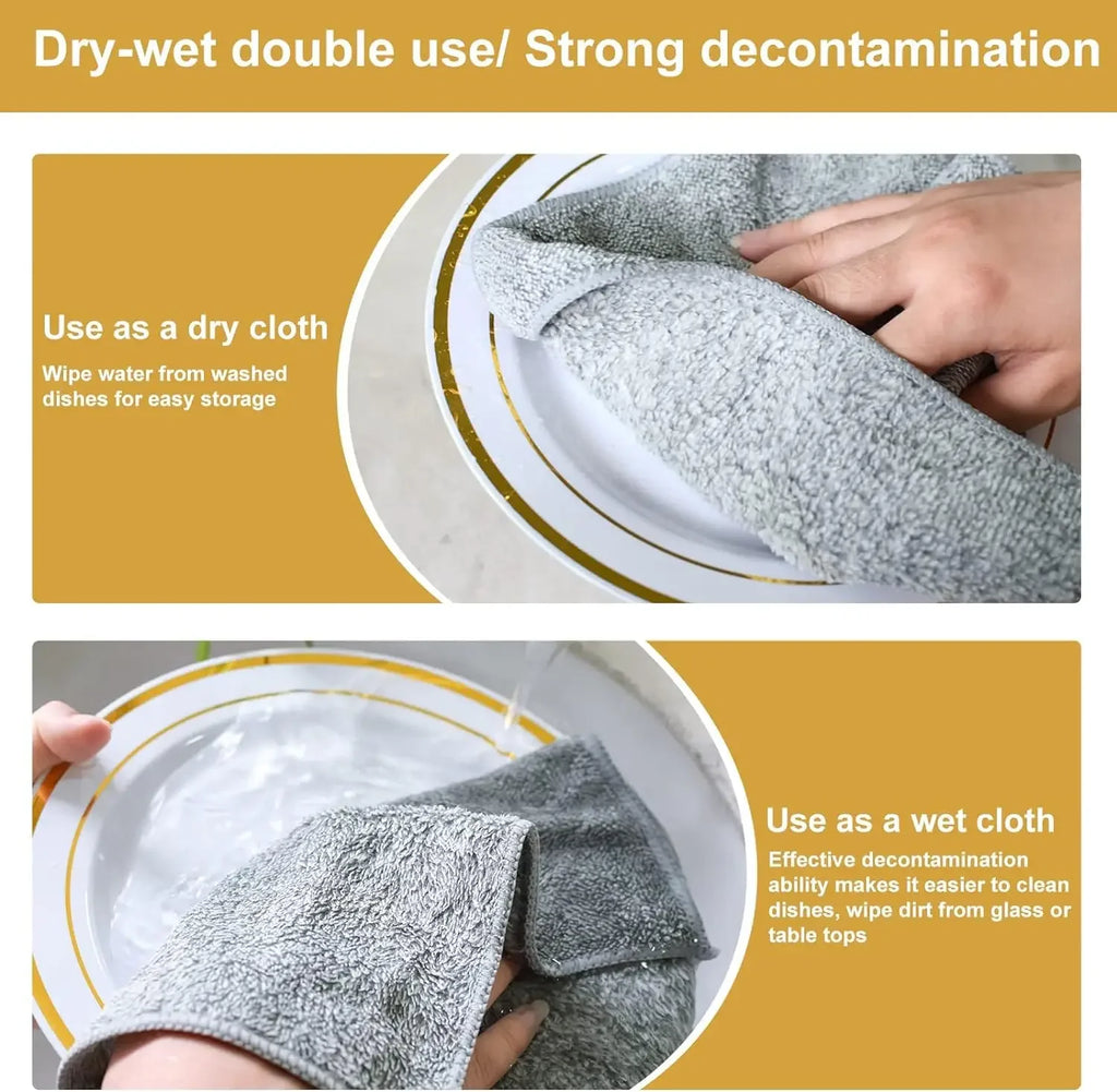 Bamboo Charcoal Dishcloths – Super Absorbent Anti-Grease Kitchen Cleaning
