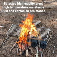 Folding Stainless Steel BBQ Grill – Portable Outdoor Alcohol Stove Rack