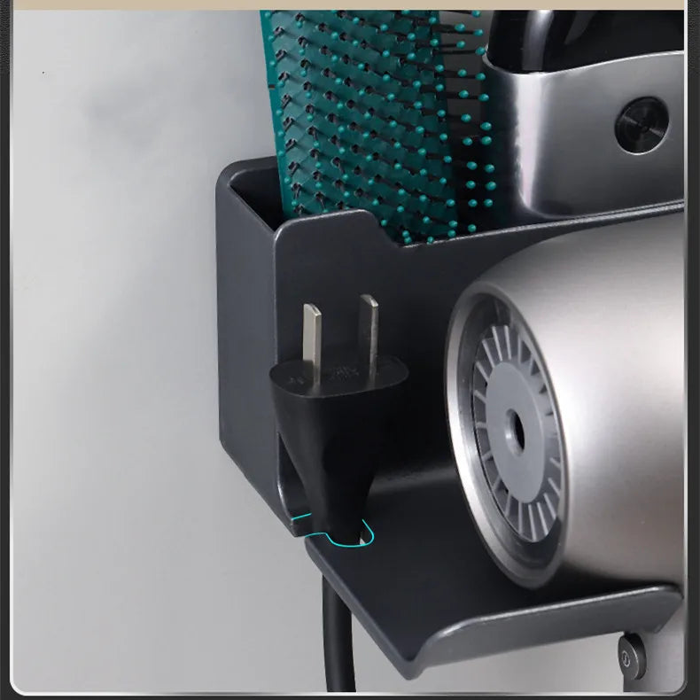 Bathroom Wall Organizer – Hair Dryer Holder with Storage Baskets for Vanity