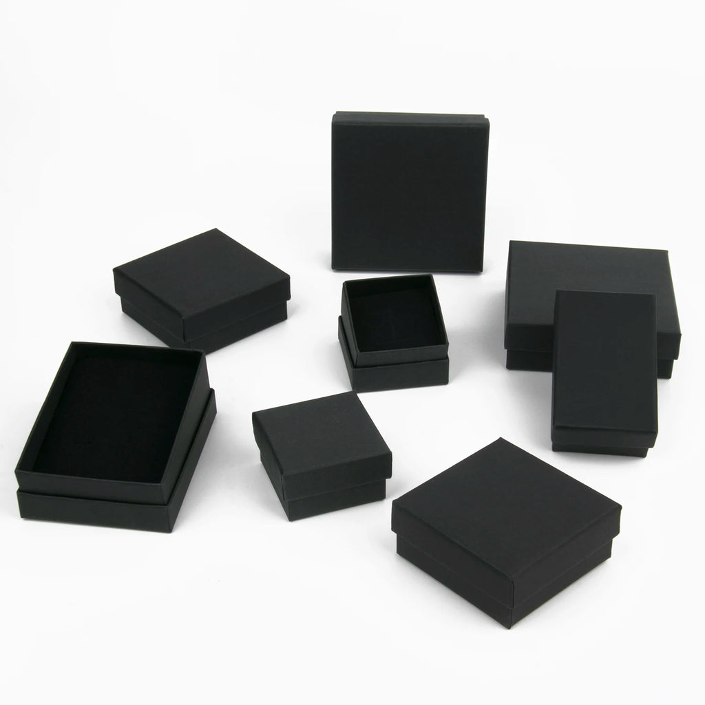 Black Square Jewelry Box – Velvet Display Organizer for Rings and Earrings
