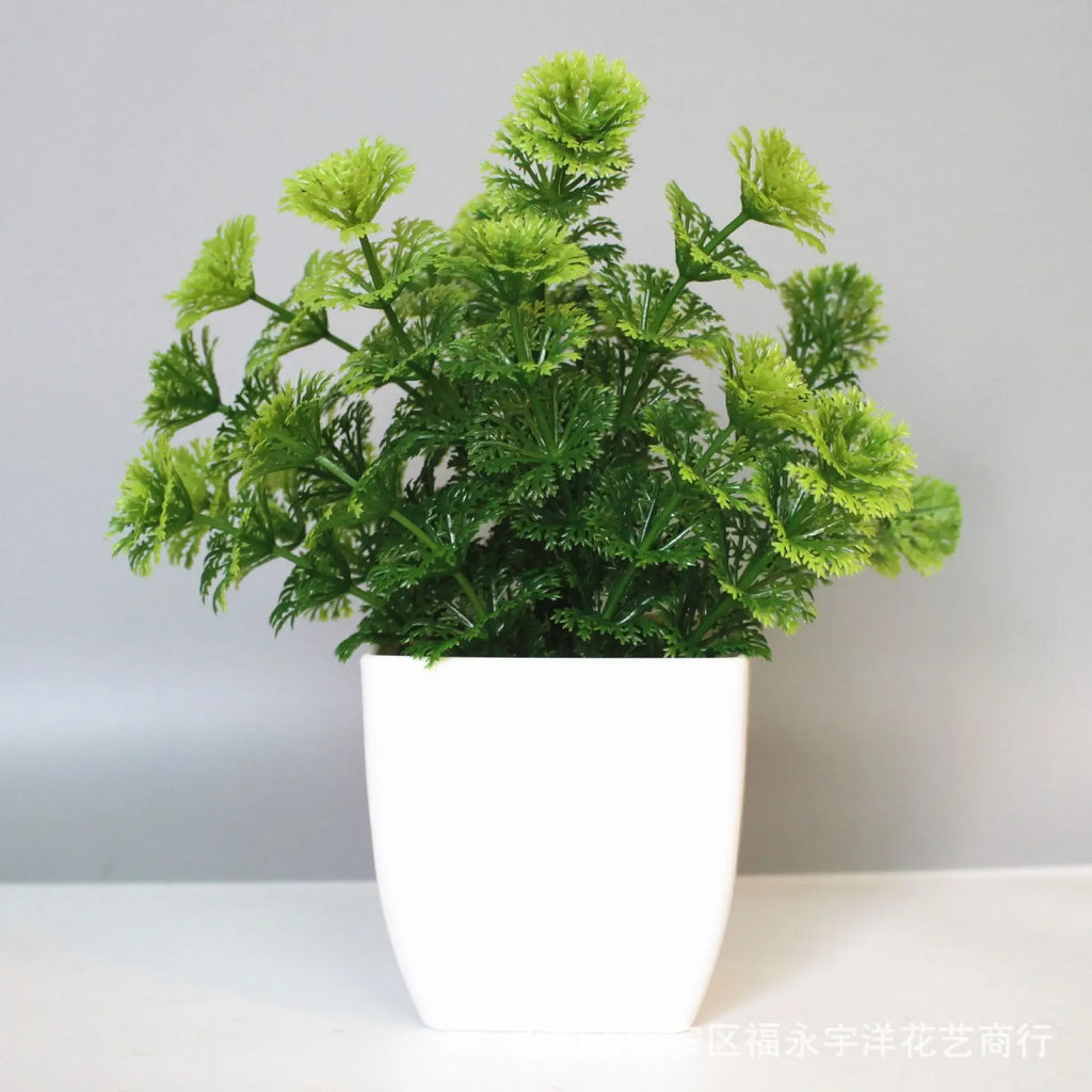 Artificial Potted Bonsai Tree – Realistic Green Plant for Home Office Decor