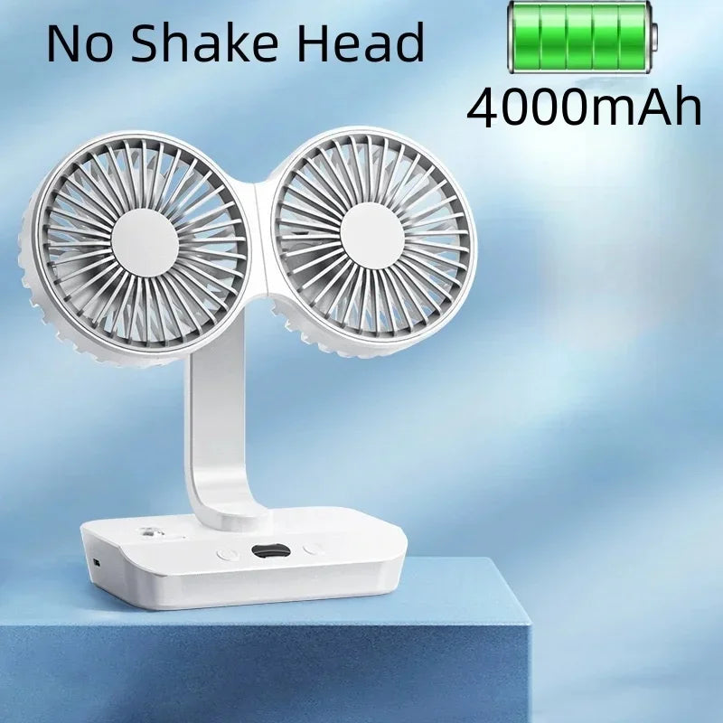 Portable Double Head Desk Fan – 8000mAh Cooling for Household and Office Use