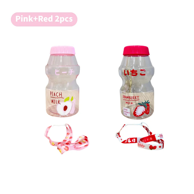Milk Carton Water Bottle – 480ml Kawaii Plastic Cup for Kids and Adults