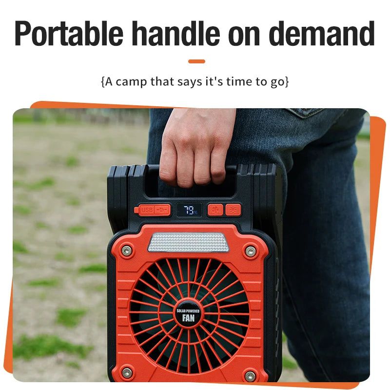 Portable LED Camping Fan – Solar USB Powered for Outdoor Tents