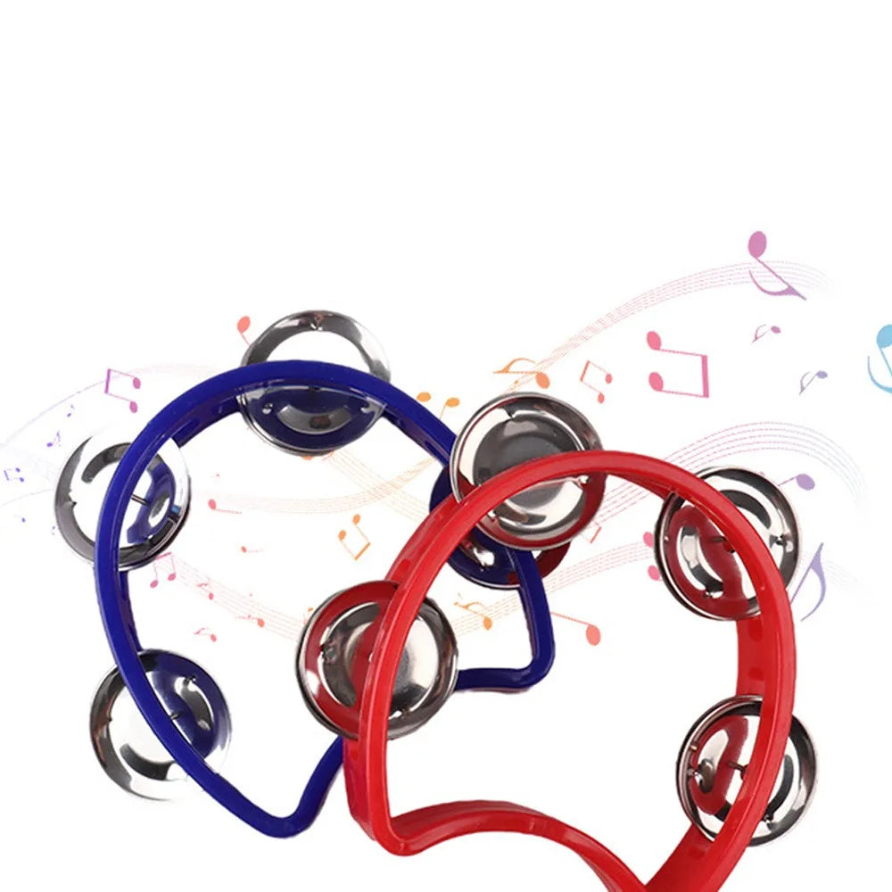 Handheld Plastic Tambourine – 4-Bell Musical Instrument for Rhythm Percussion