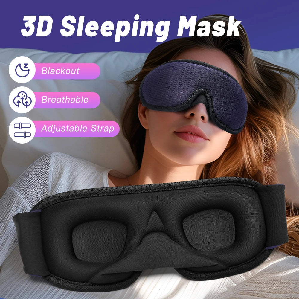 Memory Foam Sleep Mask – Ergonomic 3D Blindfold for Travel and Sleeping