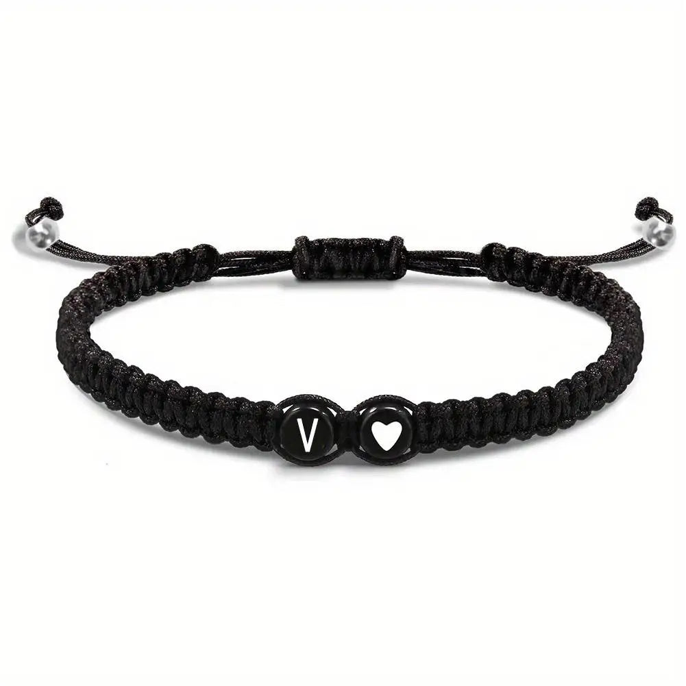 Initial Heart Braided Bracelet – Adjustable A-Z Friendship Jewelry for Gifts