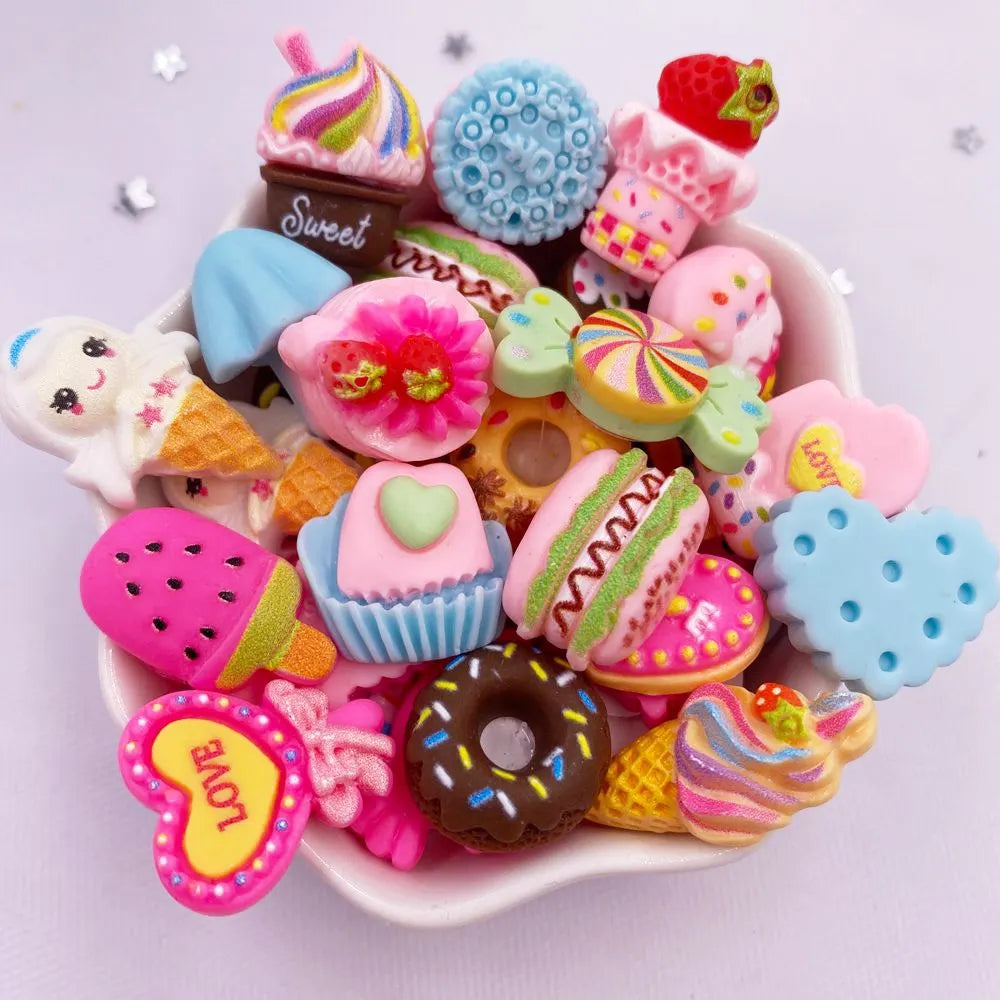 Kawaii Resin Food Flatbacks – Colorful Miniature Charms for DIY Craft Projects