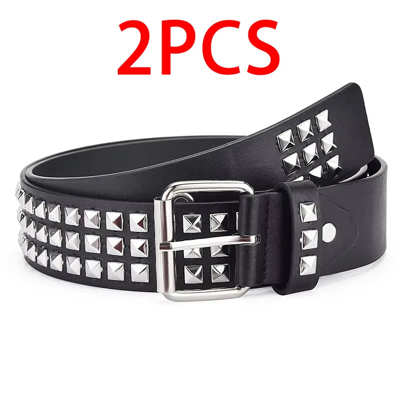 Punk Pyramid Rivet Belt – Metal Studded Hardware for Unisex Y2K Fashion